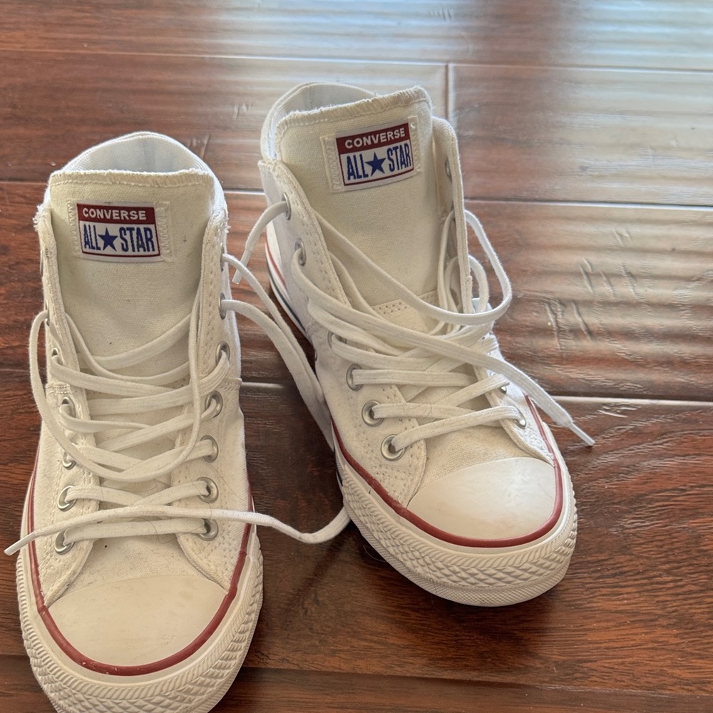 Converse All Star White High-Tops with Red Accents